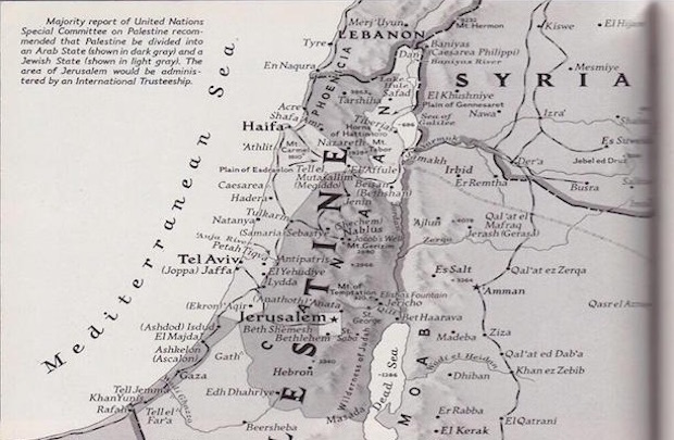 carte DE LA palestine 1947
